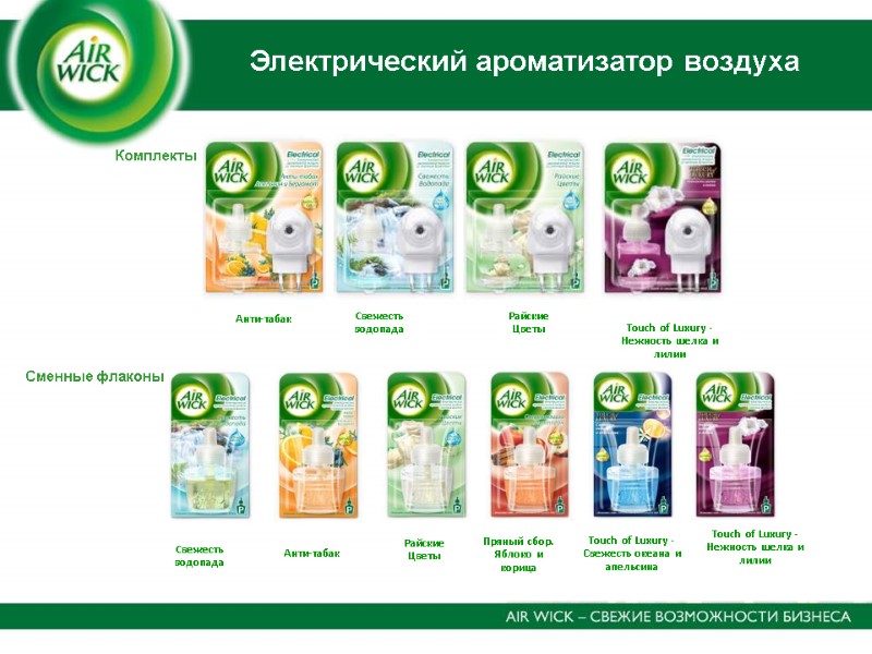 Электрический ароматизатор воздуха Touch of Luxury - Нежность шелка и лилии Анти-табак  Райские